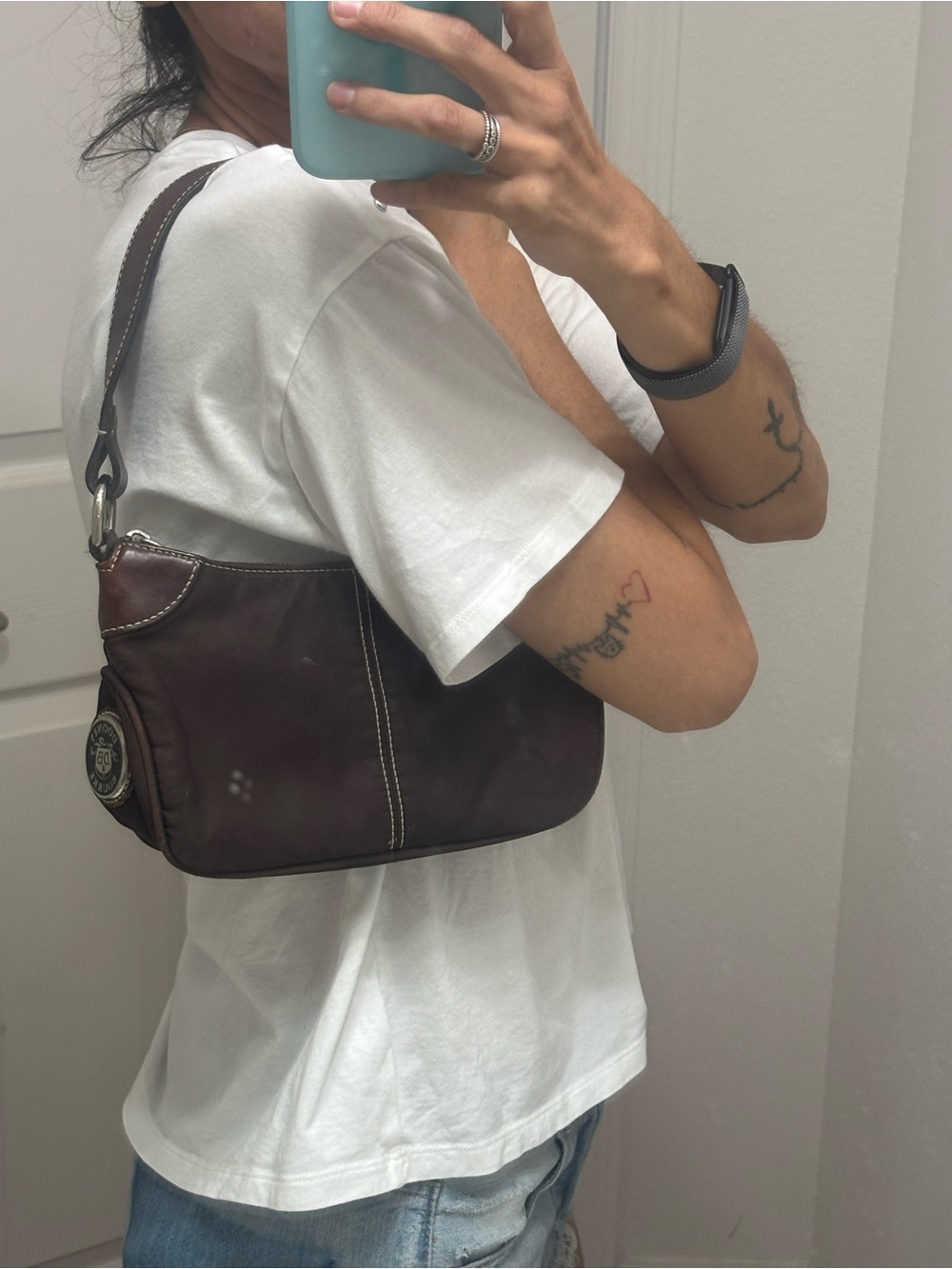 Dooney & Bourke Dark Brown Leather Shoulder Messenger Bag